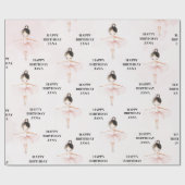 Elegante ballerina roze verjaardag cadeaupapier (Vlak)