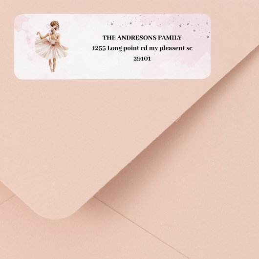 Elegante ballerina roze verjaardag etiket