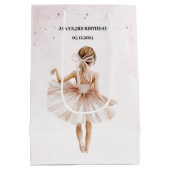 Elegante ballerina roze verjaardag medium cadeauzakje (Achterkant)
