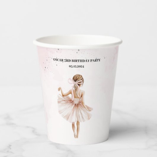 Elegante ballerina roze verjaardag papieren bekers (Voorkant)