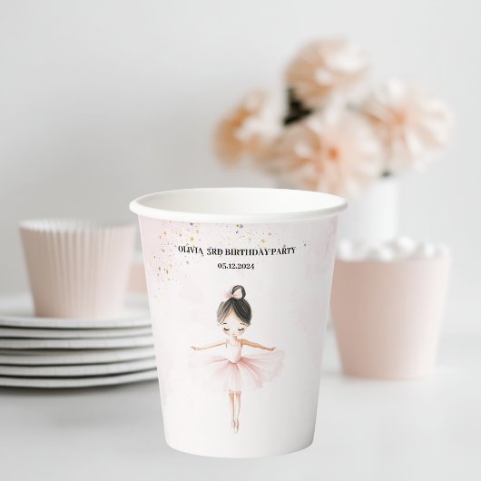 Elegante ballerina roze verjaardag papieren bekers