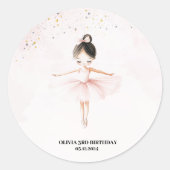 Elegante ballerina roze verjaardag ronde sticker (Voorkant)