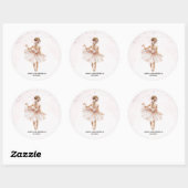 Elegante ballerina roze verjaardag ronde sticker (Vel)