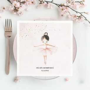 Elegante ballerina roze verjaardag servet