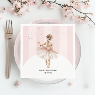 Elegante ballerina roze verjaardag servet
