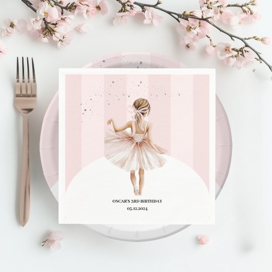 Elegante ballerina roze verjaardag servet