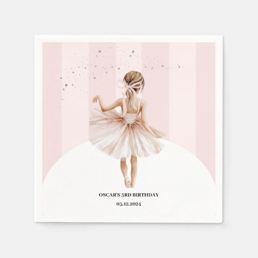 Elegante ballerina roze verjaardag servet (Voorkant)