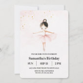 Elegante Ballerina Roze Verjaardag Uitnodiging (Voorkant)