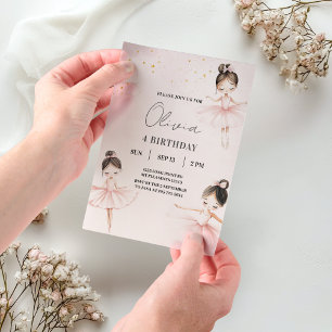 Elegante ballerina roze verjaardag vellum uitnodigingen
