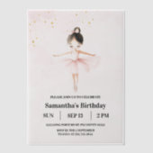 Elegante ballerina roze verjaardag vellum uitnodigingen (Voorkant)