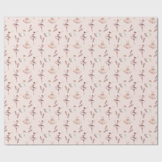 Elegante Ballerina Roze Waterverf Patroon Ballet Cadeaupapier (Vlak)