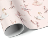Elegante Ballerina Roze Waterverf Patroon Ballet Cadeaupapier (Rol Hoek)