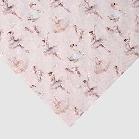 Elegante Ballerina Roze Waterverf Patroon Ballet Tissuepapier (Detail)