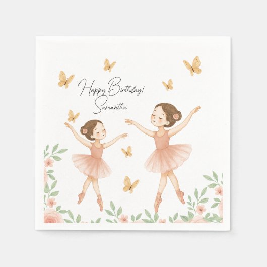Elegante Ballerina Verjaardagsfeest Papier servet (Voorkant)