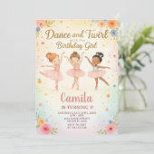 Elegante Ballerina verjaardagsuitnodiging Kaart (Staand voorkant)