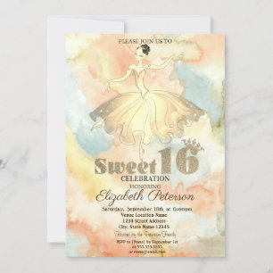 Elegante Ballerina Waterverfspatten Zoete 16 Kaart