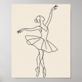 Elegante Ballet Dancer Line Art Print, minimalisti Poster (Voorkant)