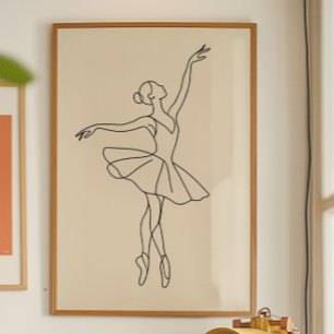 Elegante Ballet Dancer Line Art Print, minimalisti Poster