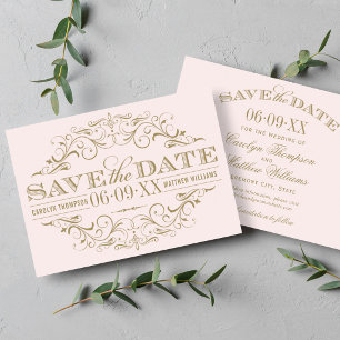 Elegante Ballet Roze Gouden Bloeiende Huwelijk Save The Date
