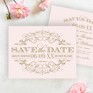 Elegante Ballet Roze Gouden Bloeiende Huwelijk Save The Date