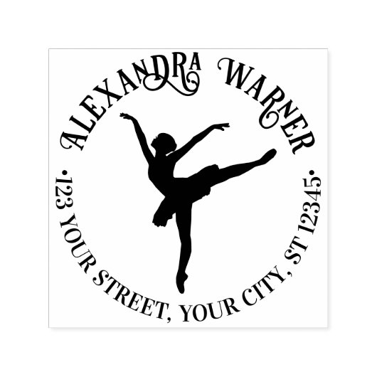 Elegante balletdanseres op de punten Naam Adres Zelfinktende Stempel (Design)