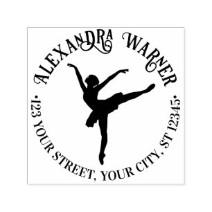 Elegante balletdanseres op punten Naam Adres Zelfinktende Stempel