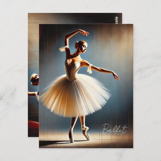 Elegante balletdanseres poseren briefkaart (Voorkant / Achterkant)