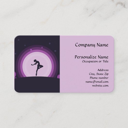 Elegante balletdanseres Silhouette Surreal Moon Visitekaartje (Voorkant)
