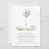 Elegante ballon bloemige doop uitnodiging (Voorkant)