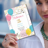 Elegante ballonnen 21e verjaardag uitnodiging