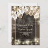 Elegante Ballonnen String Lichten Bruin Pensioen Kaart (Voorkant)