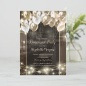 Elegante Ballonnen String Lichten Bruin Pensioen Kaart (Staand voorkant)