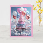 Elegante ballonnen Verjaardag Kaart (Gele Bloem)