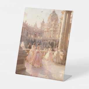 Elegante balzaal - Olieverfschilderij op tafel in  Reclamebord Met Voetstuk