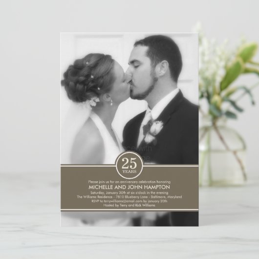 Elegante band jubileum foto uitnodiging (Staand voorkant)