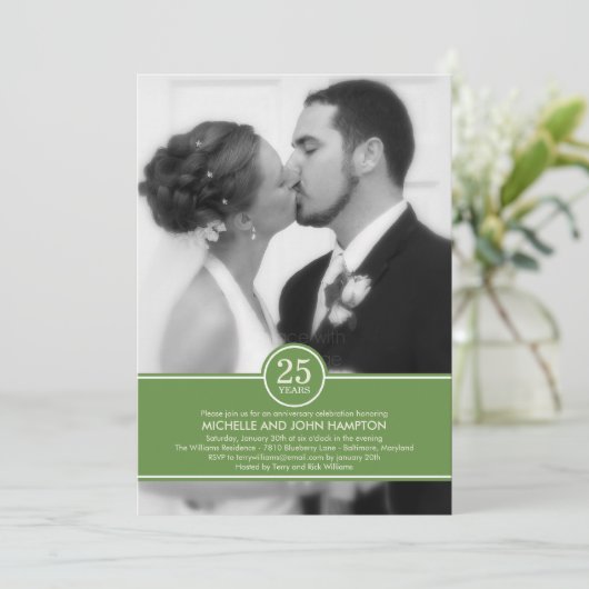 Elegante bandjubileum foto uitnodiging (Staand voorkant)