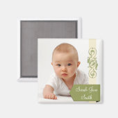 Elegante Banner Baby Foto Keepsake - Groen Magneet (Voorkant / Achterkant)