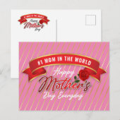 Elegante banner Happy Mother's Day Briefkaart (Voorkant / Achterkant)