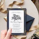 Elegante BAR MITZVAH Kwaliteit Navy Gold Modern Kaart<br><div class="desc">Deze moderne Bar Mitswa Uitnodiging kan helder of bevroren zijn,  rechthoek of boog in de gewenste vorm om aan uw behoeften te voldoen. U kunt de kleur van de tekst wijzigen in ontwerpgereedschappen. Ook verkrijgbaar in acryl helder plastic. Uitzicht het collectie om alle mogelijkheden te uitzichten.</div>