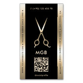 Elegante Barber Barbershop Zwart Gouden Schaar Magnetisch Visitekaartje (Voorkant Verticaal)