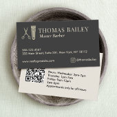 Elegante Barber Buzzer en Schaar QR Visitekaartje
