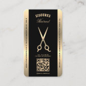 Elegante Barber Faux Gold Schaar Loyaliteit Kaart Visitekaartje (Voorkant)