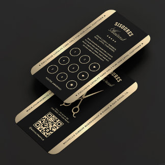 Elegante Barber Faux Gold Schaar Loyaliteit Kaart Visitekaartje