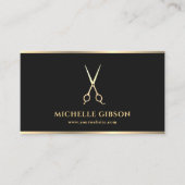 Elegante Barber Minimal Scissors Barbershop Zwart Visitekaartje (Voorkant)