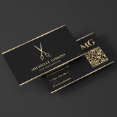 Elegante Barber Minimal Scissors Barbershop Zwart Visitekaartje