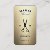 Elegante Barbershop Zwarte Faux Gouden Schaar Visitekaartje (Voorkant)
