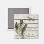 Elegante  Barnwood Peacock bewaar de datum Magneet (Voorkant / Achterkant)