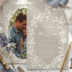 Elegante Barok Antieke Neutrale Tannige Ivoren Bru Save The Date
