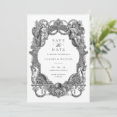 Elegante  Barok Bloemen Huwelijk Save Date Kaart (Staand voorkant)