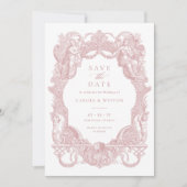 Elegante Barok Bloemen Huwelijk Save Date Kaart (Voorkant)